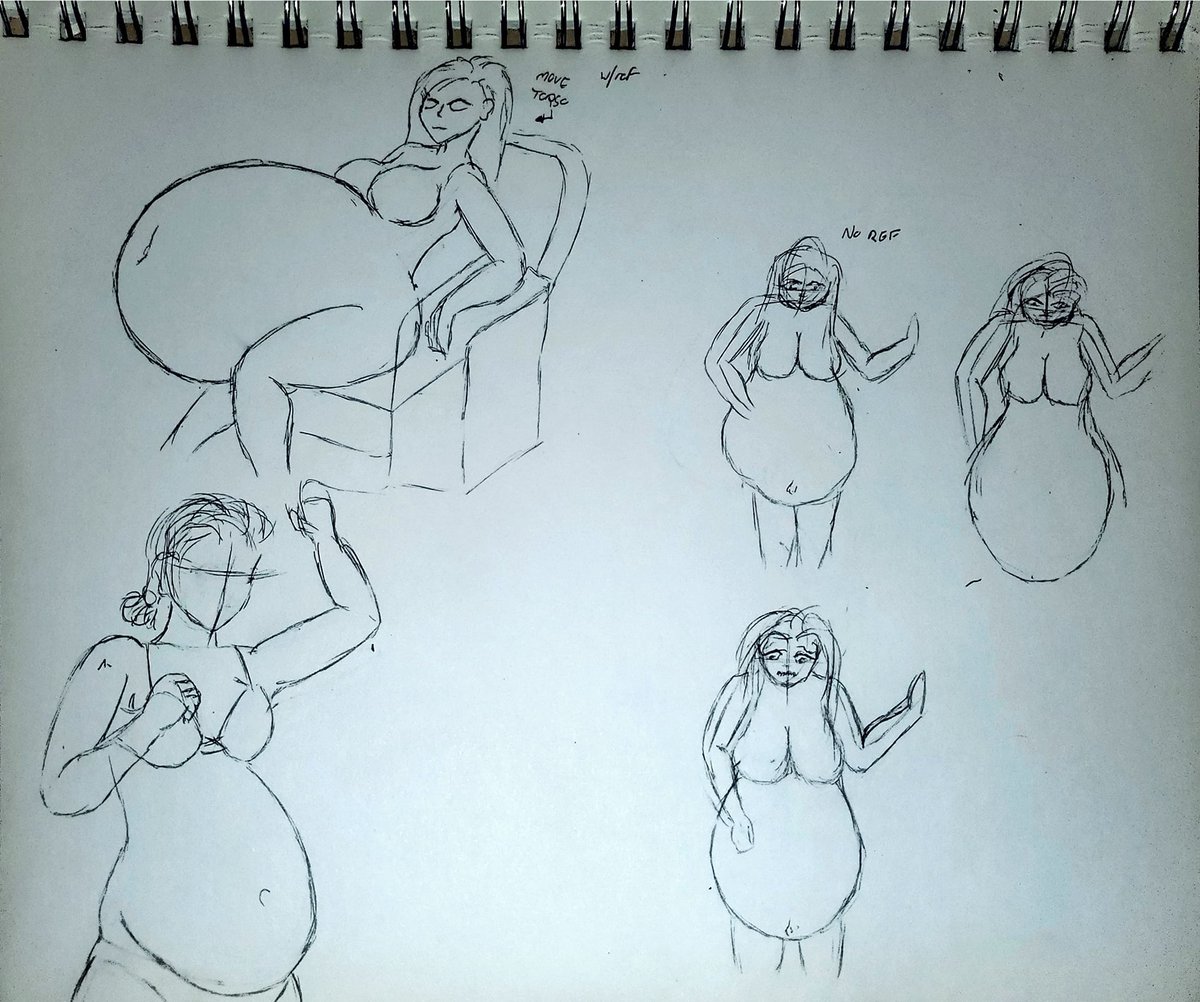 Moooar sketch practice. Left side has reference, right side is iterative drawing practice with no reference. Fun!