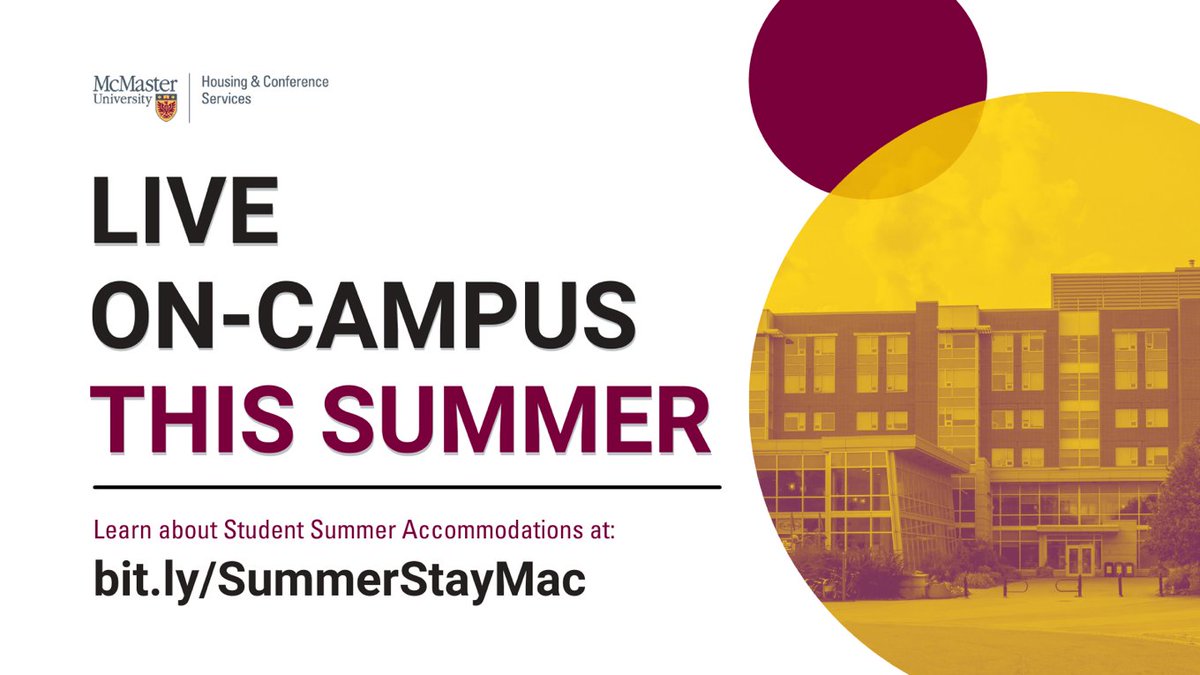 Students can now book rooms to live on-campus during the summer for one month or one academic term! This is the perfect opportunity for students who are planning to work in Hamilton or take summer courses. Learn more at bit.ly/SummerStayMac