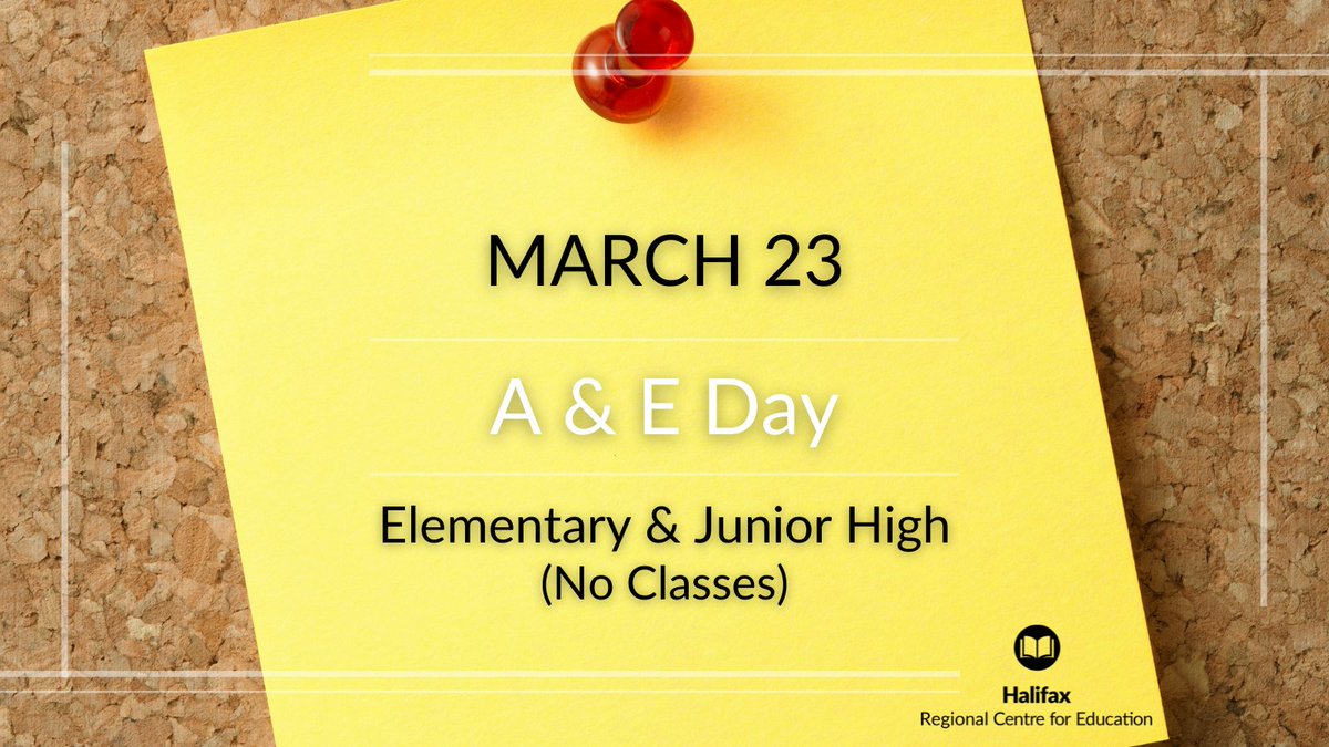 Don’t Forget! Tomorrow, March 23, is A &amp; E Day. There will be no classes for elementary and junior high students.

View our 2021-2022 school calendar: ow.ly/VlGo50IpyFR