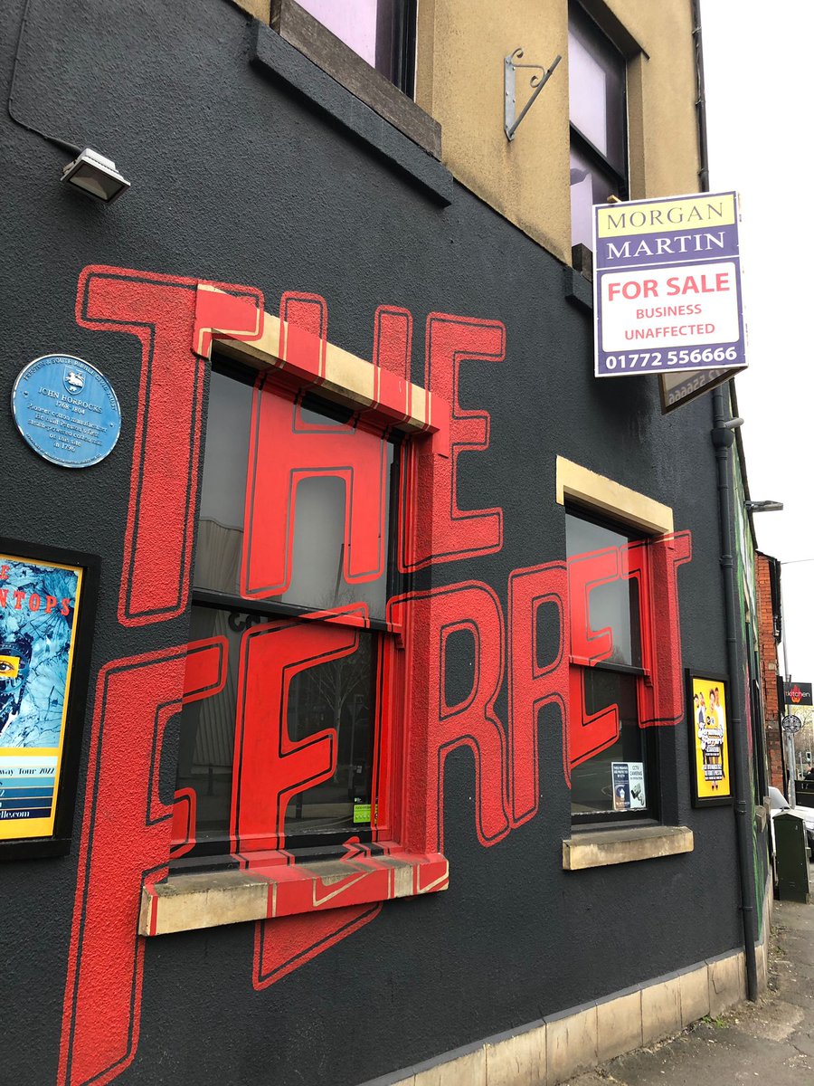 An update:
So as you can see, the For Sale sign’s gone up. Seems even more real now eh?

We’re beavering away to try & find a solid plan to save The Ferret, alongside our friends at the Music Venue Trust & a couple of friendly voices at Preston Council.

#theferret #saveourvenues