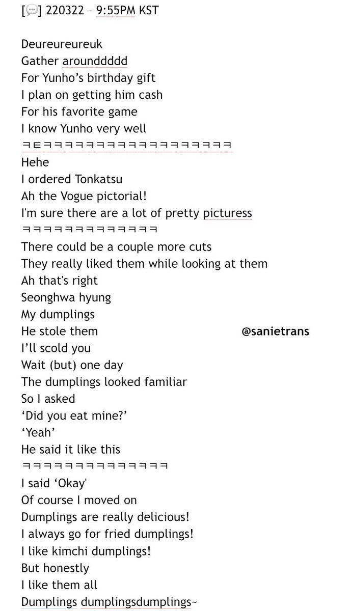 san_verse's tweet photo. [💬] 220322 – 9:55PM KST

‘Deureureureuk
Gather arounddddd’ https://t.co/ScvVWapOfE