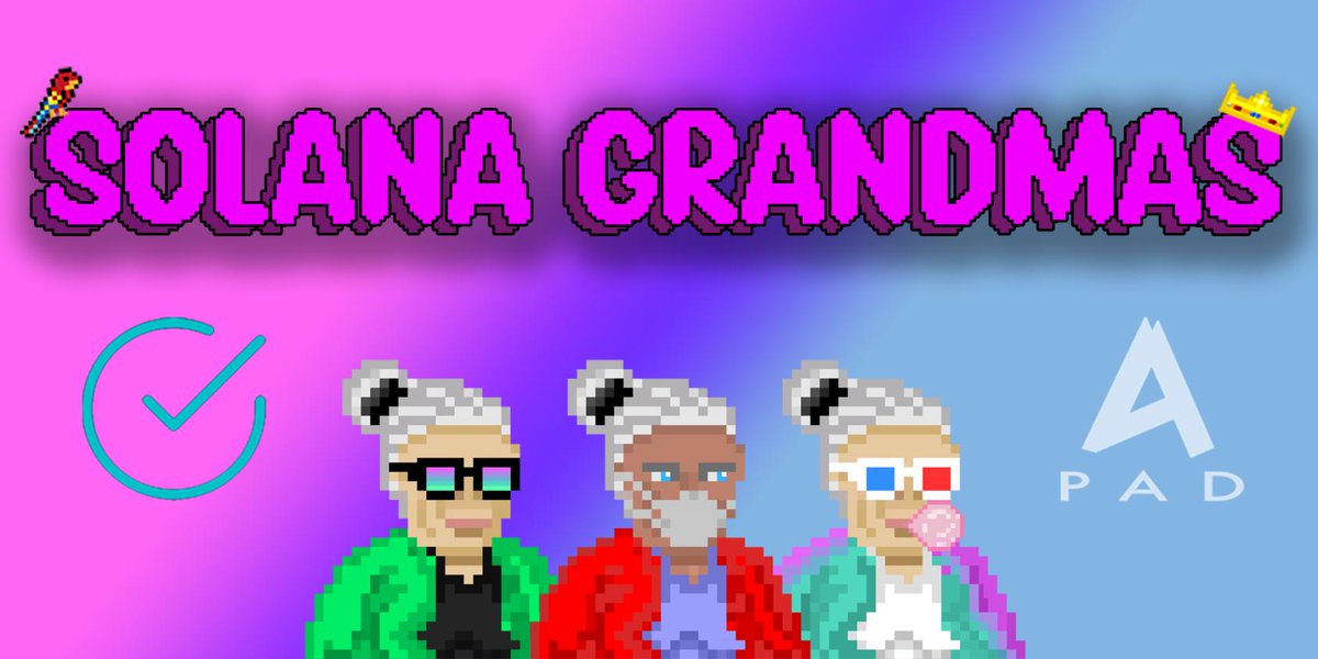 🎉Solana Grandmas Whitelist mint is now Live!🎉

solgrandmas.mint-alphapad.io

#MINT #MintingNow #Minting #Solana #SolanaNFTs #NFT #NFTartist