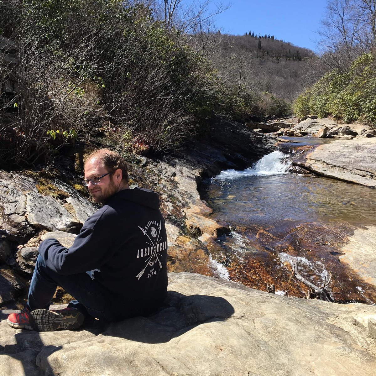 Our friend Devin sent us this pic hiking in his Arrowhead hoodie.