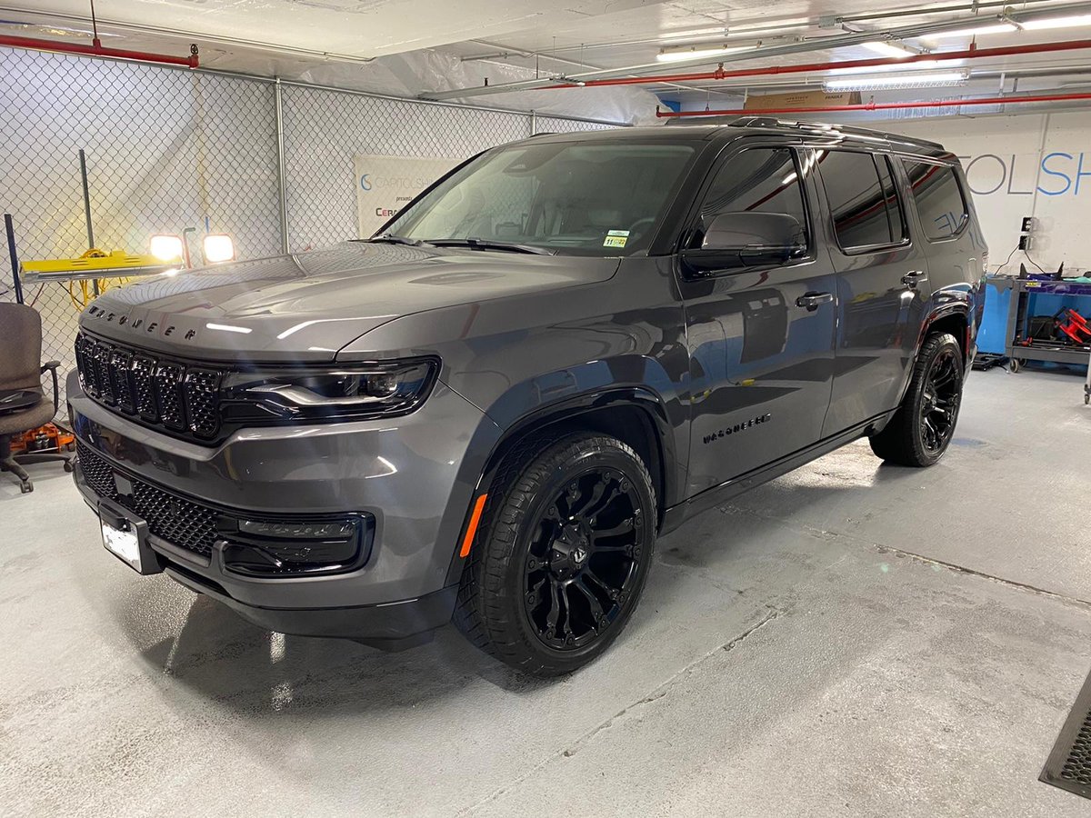 Check out this beautiful Jeep Wagoneer - we added Stek Dyno Gloss Black to the roof and did a chrome delete. What do you think?
