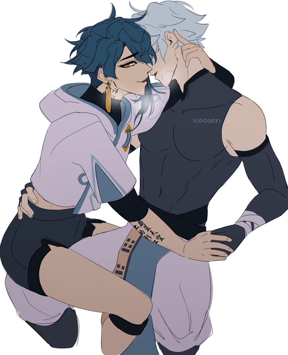 Xiaoann9's tweet image. Just guys being dudes 🤷‍♂️ #xingyun #GenshinImpact #原神 #xingqiu #chongyun my take on an older xingyun!