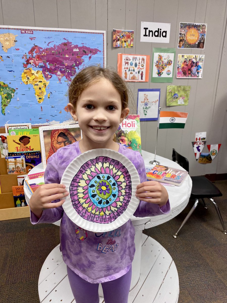 Lots of learning about all things India here at HRE … especially “rangoli” art. <a href="/HRErockets/">Hoosier Road Elem</a>🚀