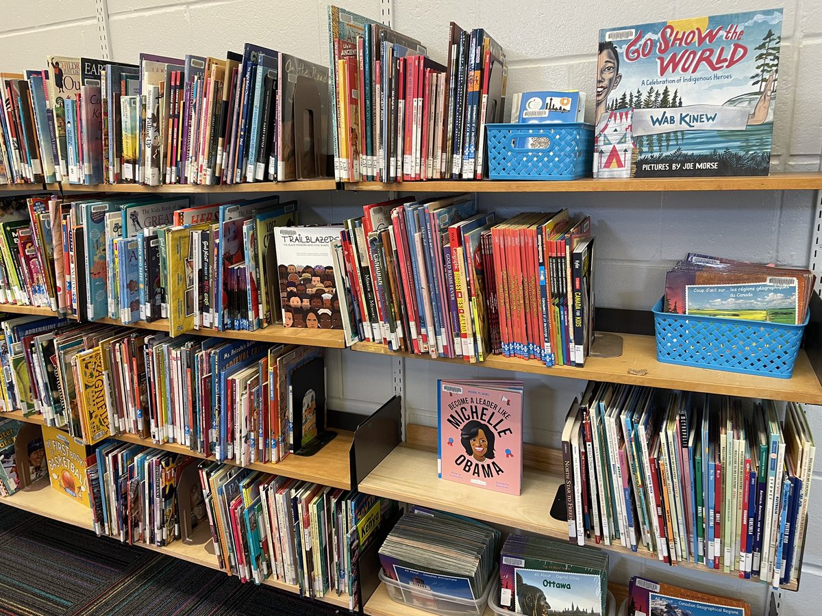 MrsMFrendjian's tweet photo. Our bookshelves are full of books that our students love to read! An inclusive, diverse, engaging and rich collection of books that was possible because of @IndigoLOR  ❤️@BlaydonPs @tdsb @LC2_TDSB  @TDSBLibrary Ty for all your help in getting this space ready for our ss! https://t.co/w1u1f53r5F