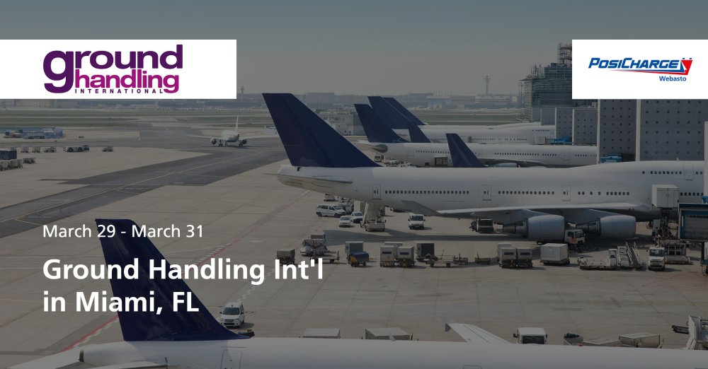 PosiCharge's tweet photo. Join us next week at Ground Handling Int'l in Miami, FL from March 29th - 31st! Find us at booth #E36 to learn more about PosiCharge™ SkyLink, our cloud-based business intelligence platform for eGSE charging operations to enhance operational performance and safety.

#GSE #GHI https://t.co/WLCcgds7xT
