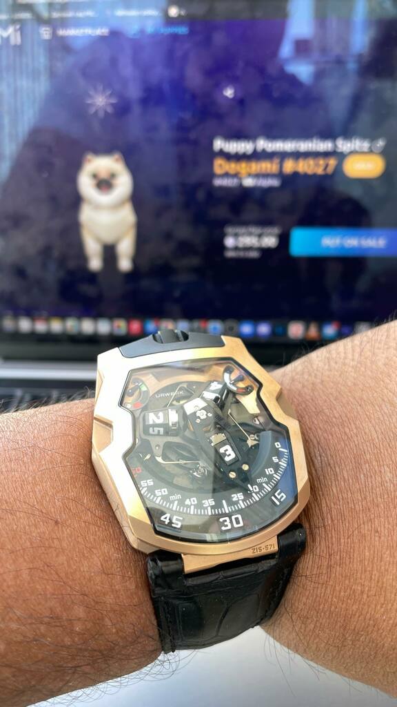 WatchAnish's tweet photo. Live reveal of my @dogami NFT’s and I managed to get a Gold Tier one so am gonna rename it DogAnish 🐕✨ https://t.co/IL1zmUbAxz https://t.co/dTpcpp84f4