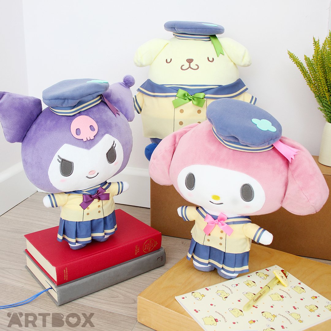 artbox_uk's tweet photo. The school bell is ringing! These #Sanrio classmates are looking cuter than ever in their uniforms 👩‍🏫📚

Someone better wake up 'Purin before the teacher notices 💤👀

Find #Kuromi, #MyMelody and #PomPomPurin Sunbeam School Large Plushies online now!
>> https://t.co/8u6RwwNfrU https://t.co/MX7rmfoyjT