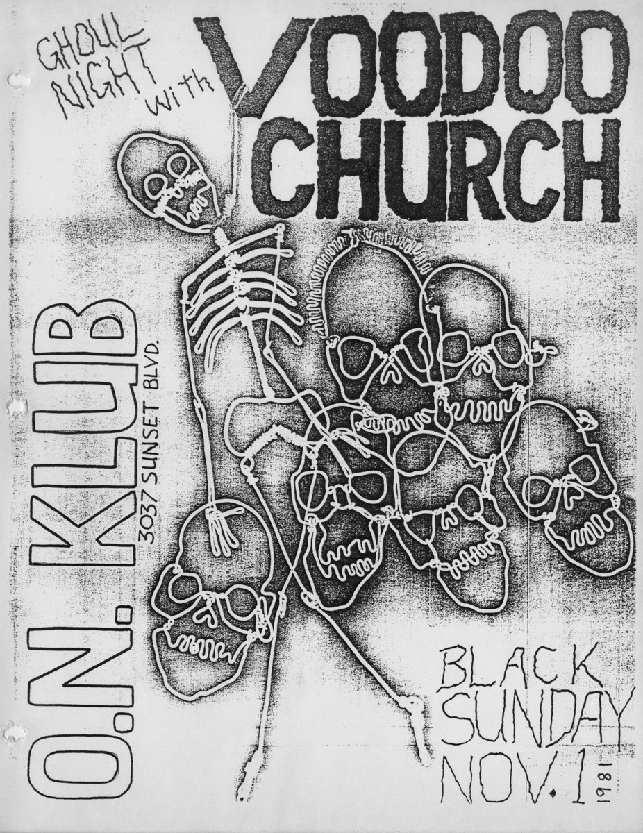 DeadAliveStudio's tweet photo. At a time when I was not doing artwork I fashioned skulls and skeletons from telephone wire out of boredom. This flyer from 1981 for an L A punk band, shows some of these sculptures. The wire frame skulls inspired me to draw and paint again after a long and painful dry spell. https://t.co/kWOTtDJFoz