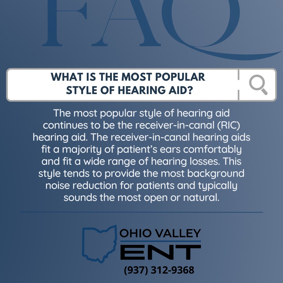 If you have questions about hearing aids, get in touch today!

Call us at (937) 312-9368 📞👂👍

#ohioent #ohiovalleyent #entfaq #popularhearingaid #mostpopularhearingaid #hearingaidstyles #ohiohearingaids