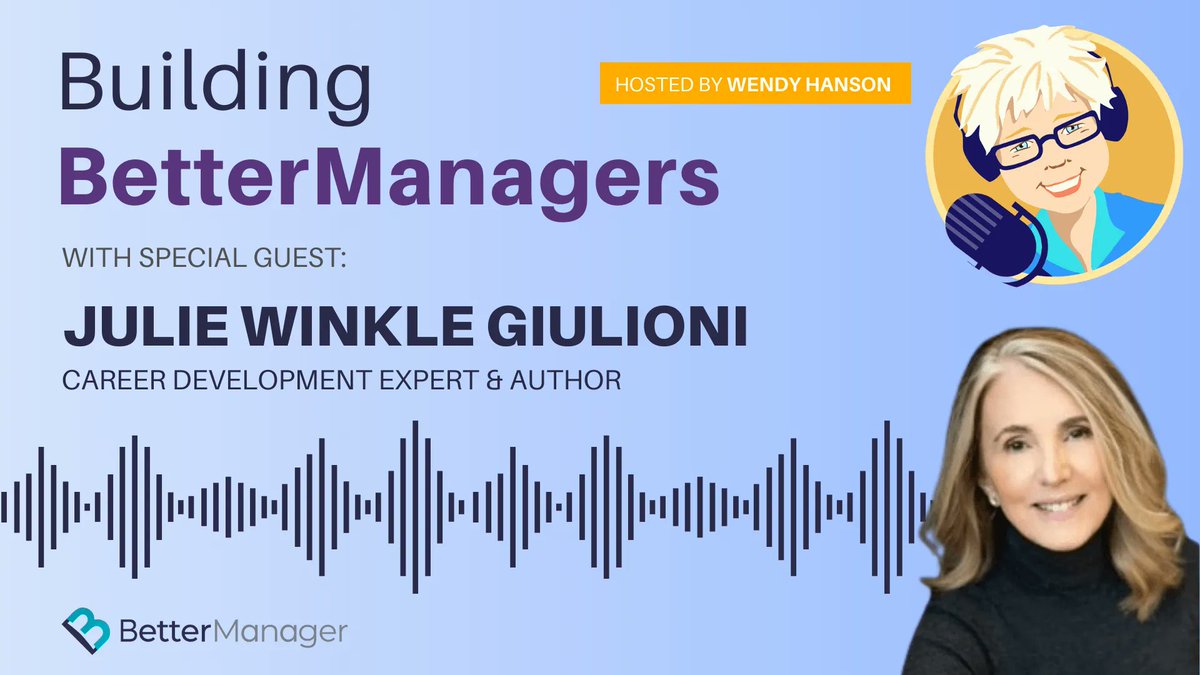 Julie_WG's tweet photo. On the #BuildingBetterManagers Podcast with Wendy Hanson, I explain my multidimensional #career framework and the different ways to grow your career. Catch the episode here: https://t.co/KjxcymqBsb #PromotionsAreSoYesterday @bettermanagerco https://t.co/te3pmiUExa