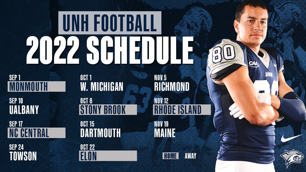 The 2022 @UNH_Football schedule is here! #BeTheRoar #GraniteStrong Full Announcement 📅 bit.ly/3uiJL5e