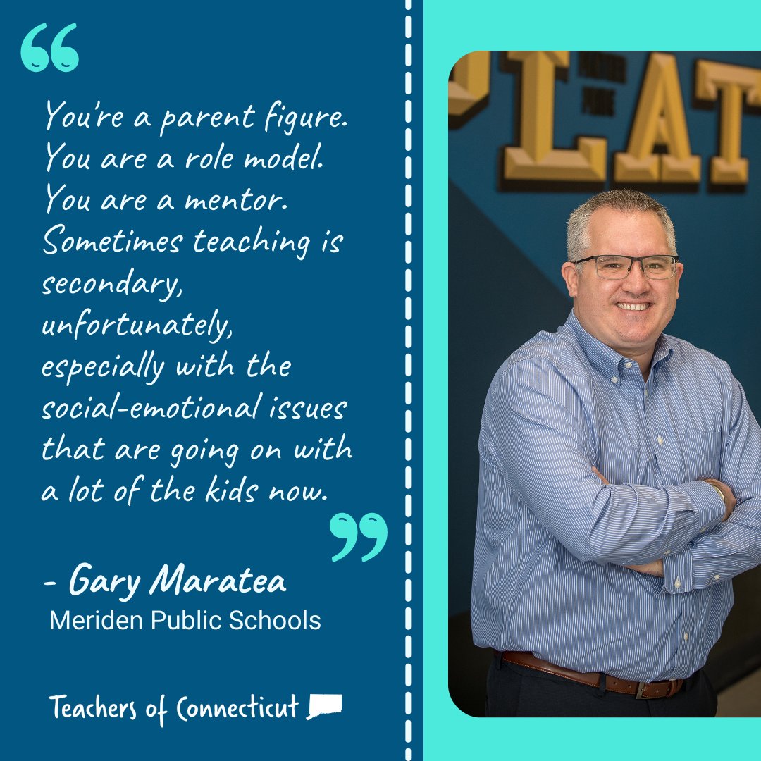 TeachersofCT's tweet photo. When it comes to his students, Gary Maratea, a high school math teacher, fills multiple roles. He is a teacher, a source of patient and dedicated encouragement, &amp; a compassionate adult kids can turn to for understanding and advice. @MeridenK12 @mpsbenigni
https://t.co/cZ2a2v4PRx https://t.co/Ta2bpmBTtb
