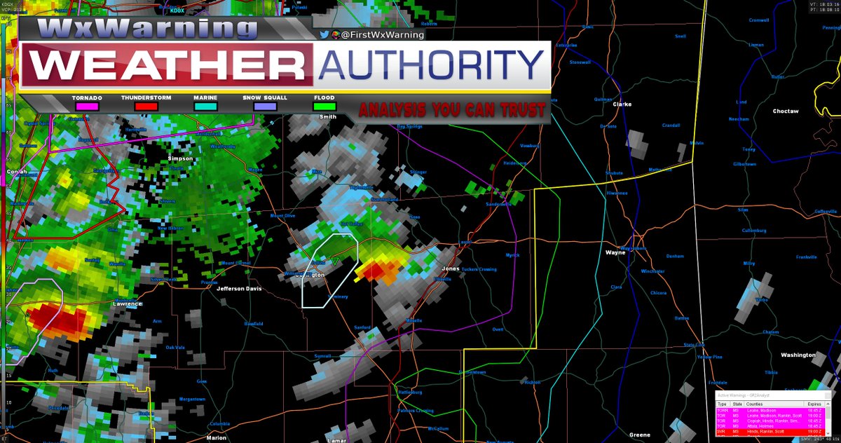 Rapidly exploding echo tops over the past 15 minutes to now slightly &gt;40kft shows intense updraft development which can be a precursor to tornadogenesis, If you live in Hot Coffee, Taylorsville, or Summerland, stay on high alert! #tornado #severewx #severeweather #wx #mswx
