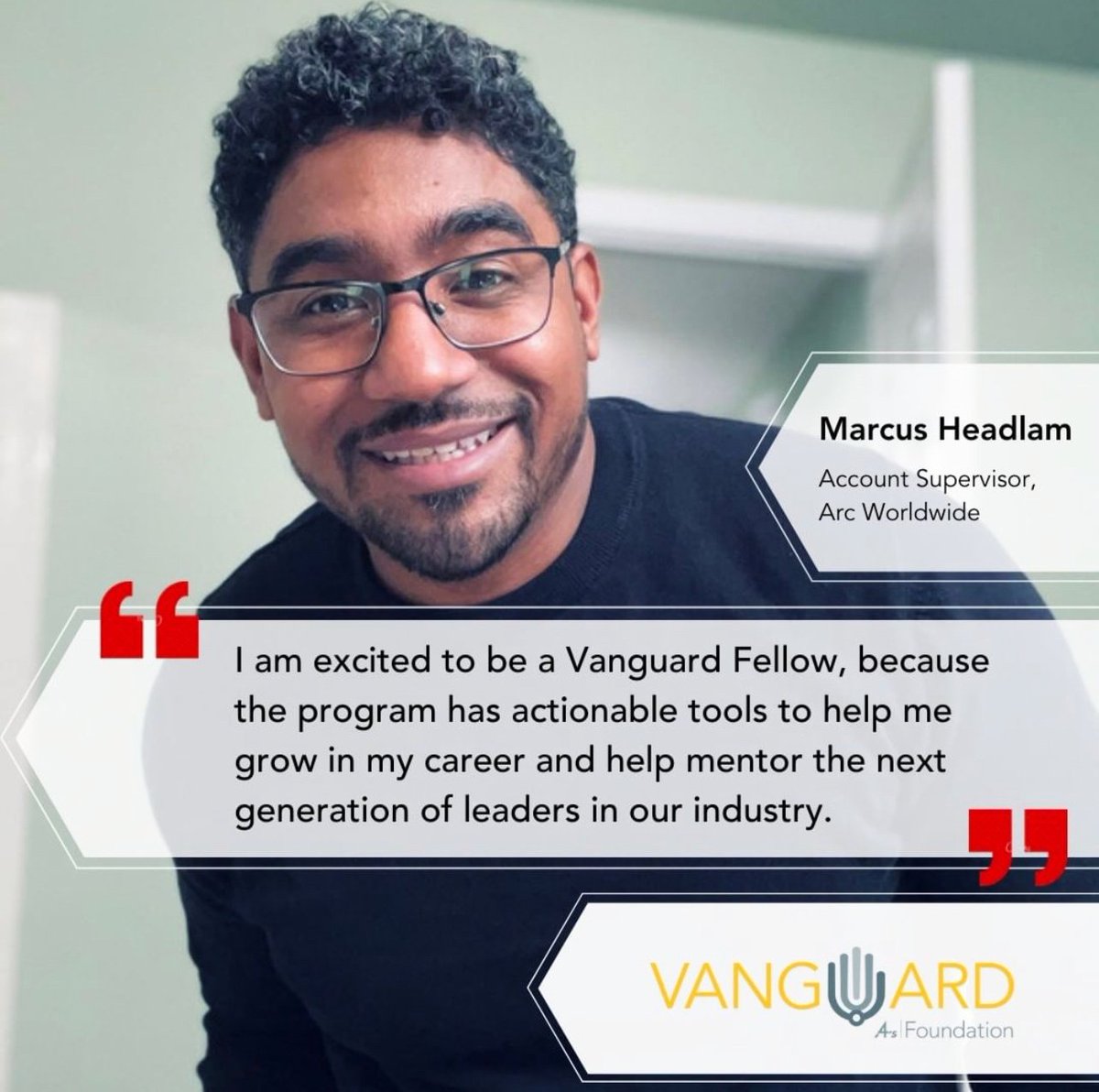 arcww's tweet photo. Congratulations to Marcus Headlman on being named a VANGUARD Fellow by the @4As Foundation!
The VANGUARD program is designed to amplify and catalyze the voices of Black creatives in advertising and marketing. Read more about the program at: https://t.co/vexssP1eZm https://t.co/nvGUzjuLlw