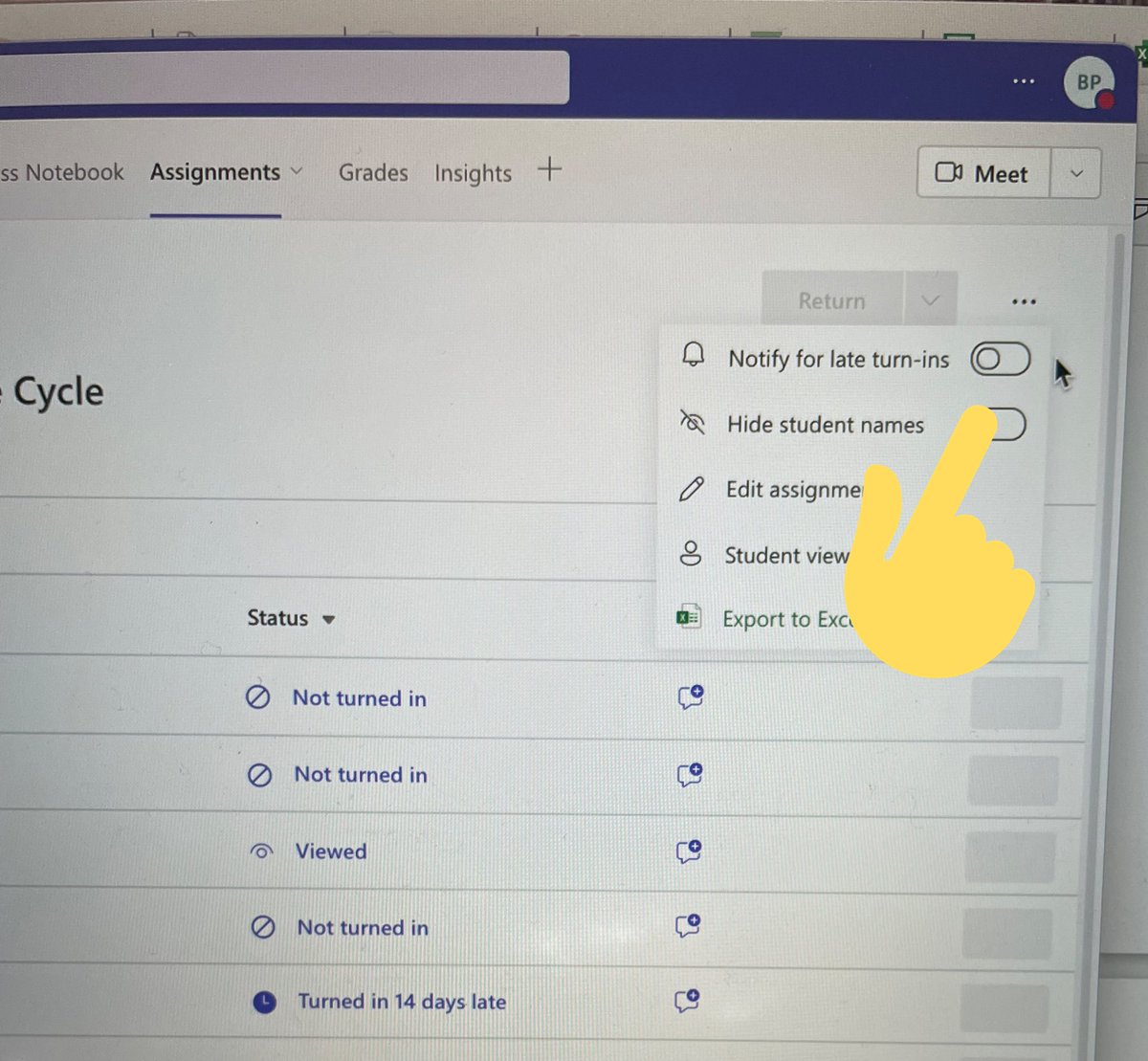 Discovered today: notifications for late turn-ins on <a href="/MicrosoftTeams/">Microsoft Teams</a> 🎉