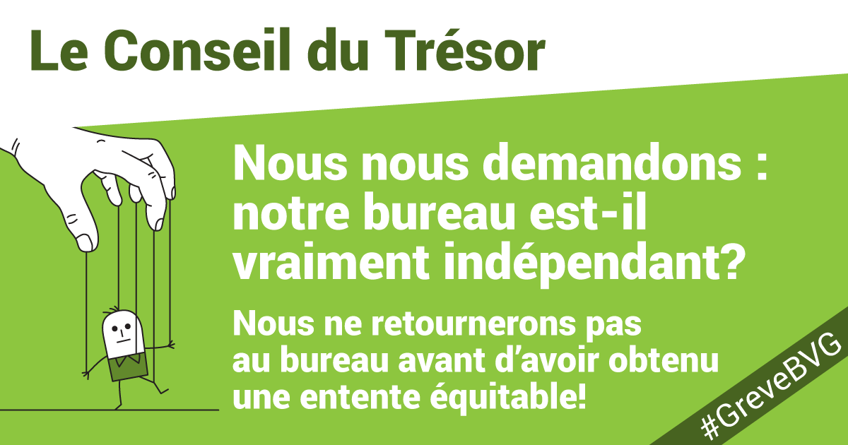 CZen500's tweet photo. C'est une question légitime: le Bureau du vérificateur général est-il vraiment indépendant? Qui a le contrôle des négociations? Le BVG ou le Conseil du trésor? #GreveBVG #OAGStrike https://t.co/MBNQEUikcL