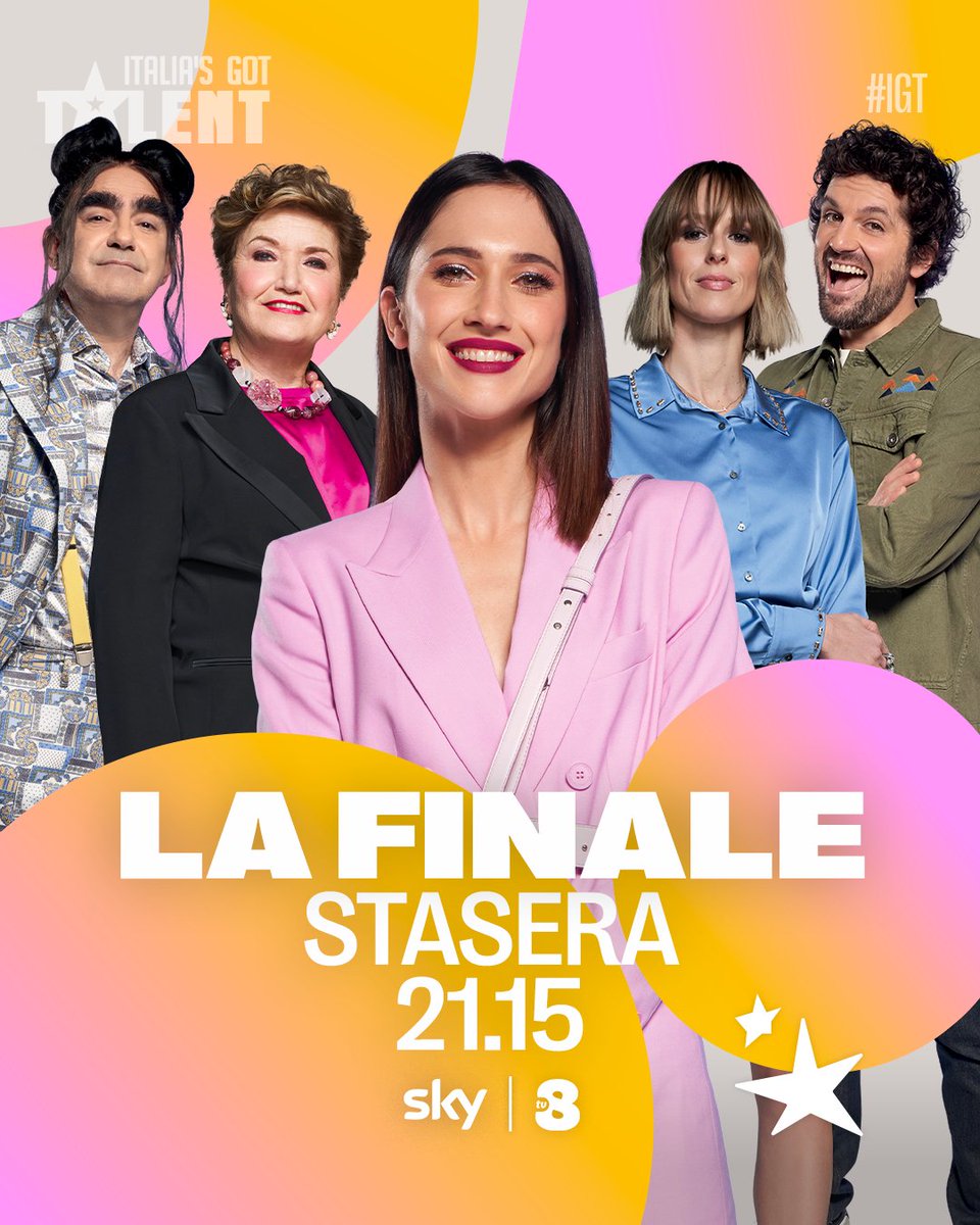 IGT_official's tweet photo. Giudici ️✅
Conduttrice 🙋🏻‍♀️
Talenti 🤩

Noi siamo prontissimi per scoprire chi sarà il vincitore di #IGT!
Vi aspettiamo STASERA per la Finale Live✨ alle 21.15 su @SkyItalia, @NOWTV_It  e @TV8it, non mancate! https://t.co/RsRX6j2cTr