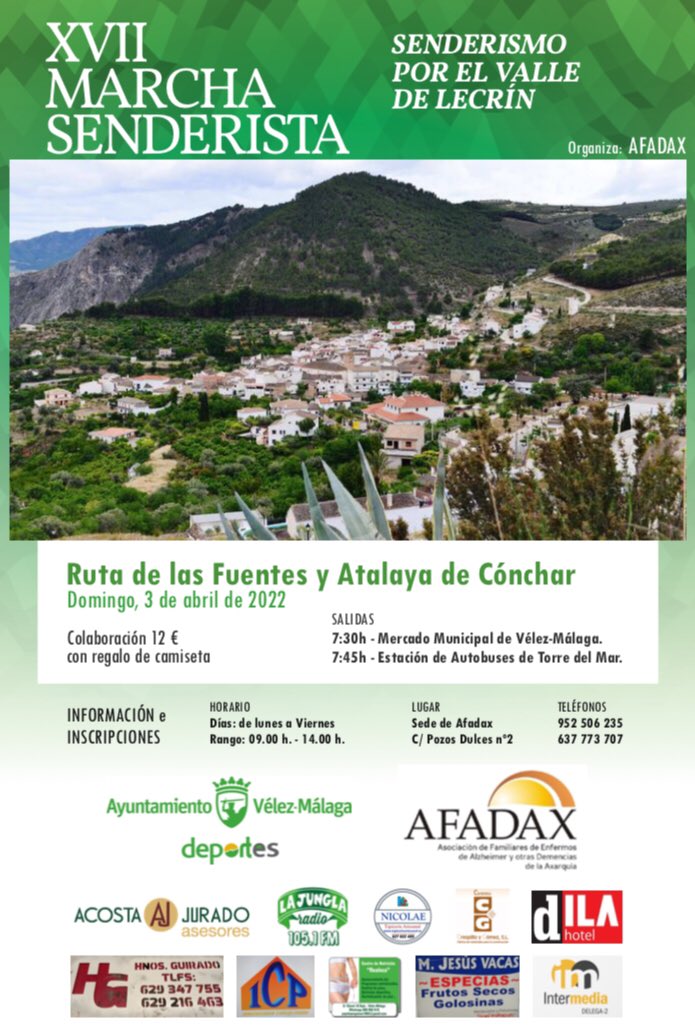 Afadax1's tweet photo. XVII Ruta Senderista Solidaria de Afadax

¿Te apuntas? https://t.co/nRUb6HfD1F