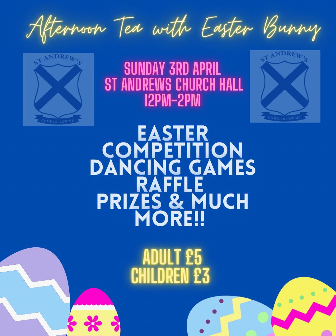 weedelx's tweet photo. @SaintAndrews3 come along for Tea with the Easter bunny 🐰
£3 per child and £5 per adult. 
There must be at least one adult attend with child/children. 
You can contact me via messenger or Facebook group. We have some wonderful Easter gifts available for sale on the day https://t.co/N4nMEXUAa2