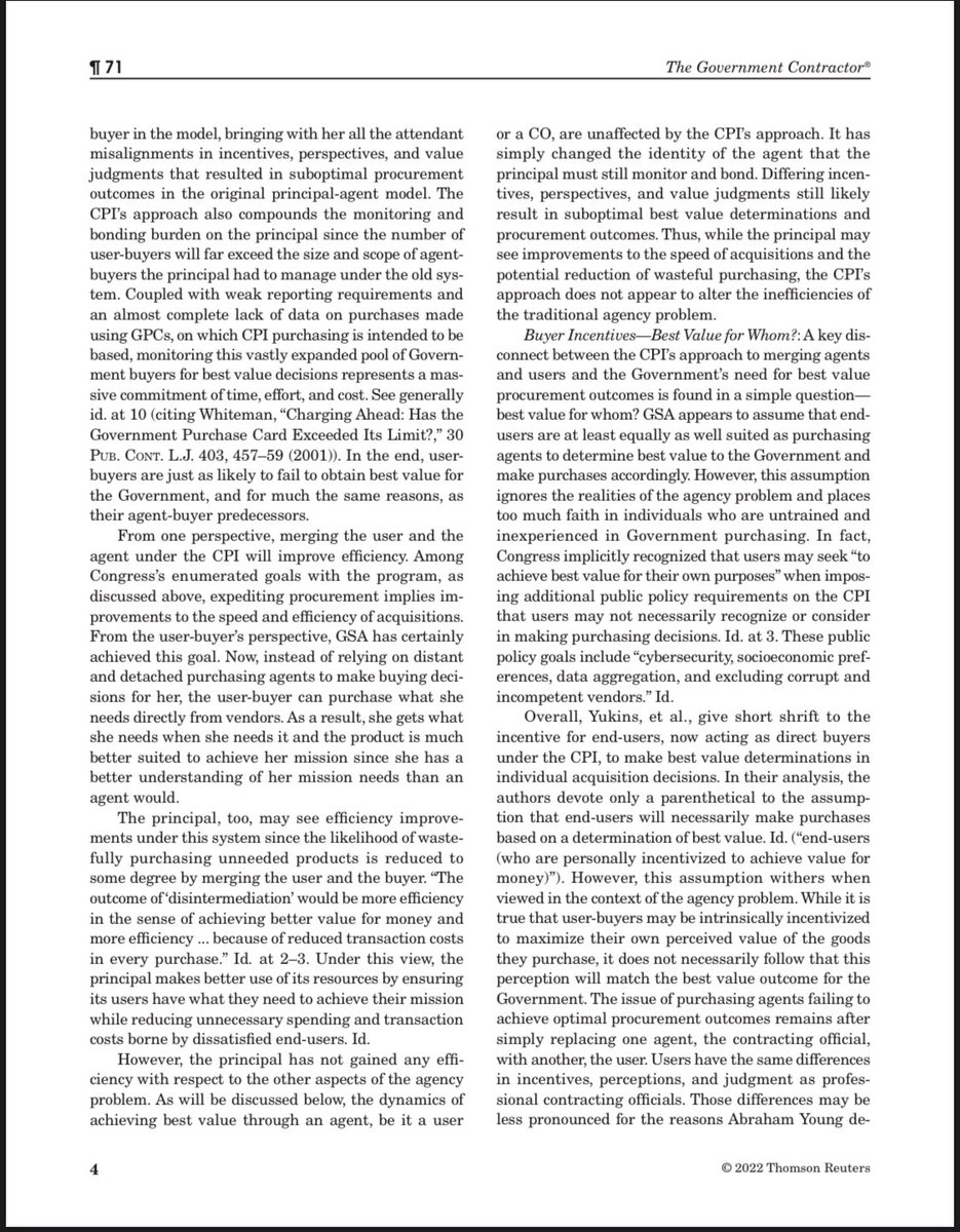 Tregle's tweet photo. Honored to have my article published by The Government Contractor.  “These Boots Are Made for Buying: Buyer Incentives and The Agency Problem in the Commercial Platforms Initiative.” #govcon #procurement #governmentcontractor #gsa #cpi https://t.co/cRBIzCPxff