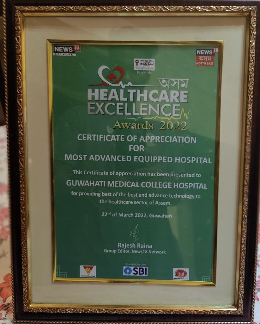 abhijitsarma's tweet photo. Just received the Healthcare excellence award. Feeling happy and gets the impetus to work harder . Another feather to this happy moment is another award received by Principal Sir &amp; me the  “most advanced equipped hospital, GMCH” https://t.co/40PhcKzwWr