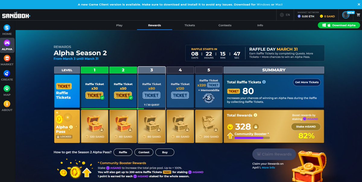 MatsuTha's tweet photo. @TheSandboxGame I just participated in the daily #SandboxAlphaS2Contest for a chance to earn up to 1,000 $SAND! Starting March 22 - Ticket Day. Check out my screenshot below!
👇 #SandboxAlphaS2 https://t.co/TMvLJ87wsL