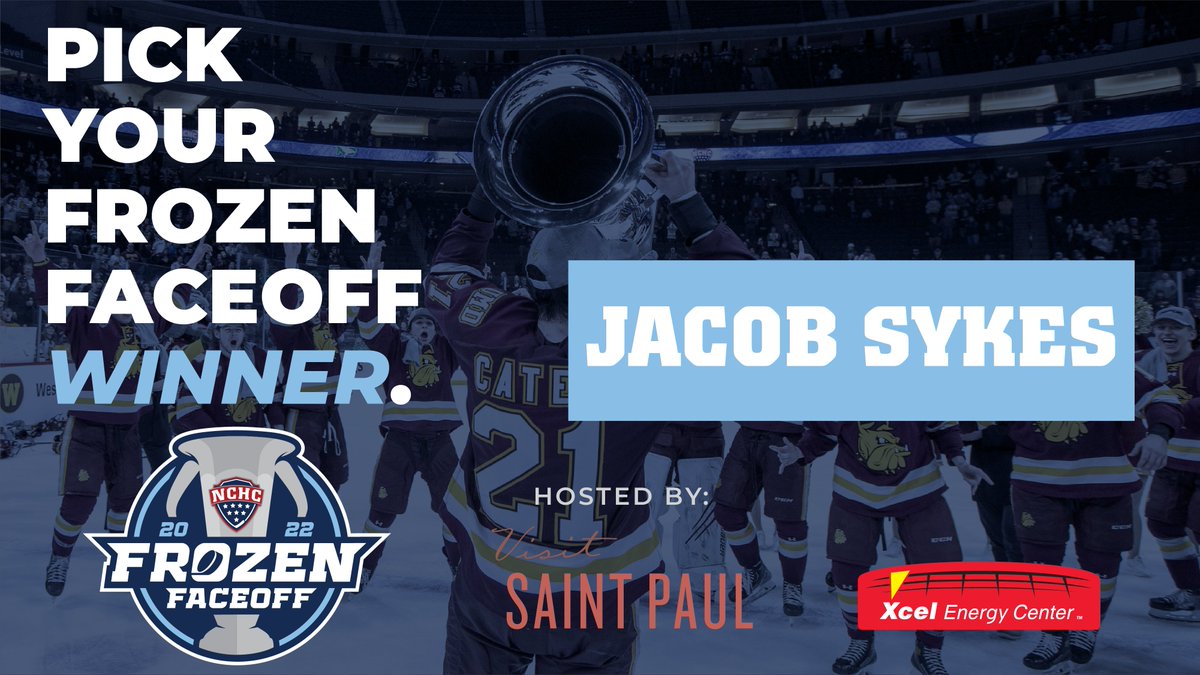 TheNCHC's tweet photo. Of 476 entries, 170 picked the field correctly, but only 3 had UMD over WMU in the final.

Congrats to Jacob Sykes of St. Cloud on winning the Pick Your Frozen Faceoff Contest! 👏

He wins 2 🎟️ to the 2023 #FrozenFaceoff, 2-night stay at @SaintPaulHotel &amp; @HerbiesPark gift card! https://t.co/J0PFZk5cF2