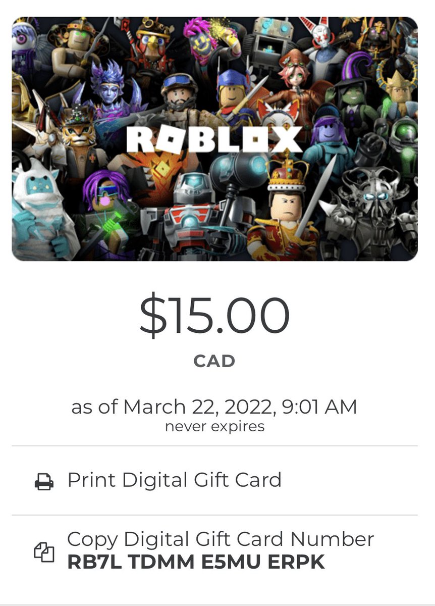 Roblox Gift Card - 100 CAD