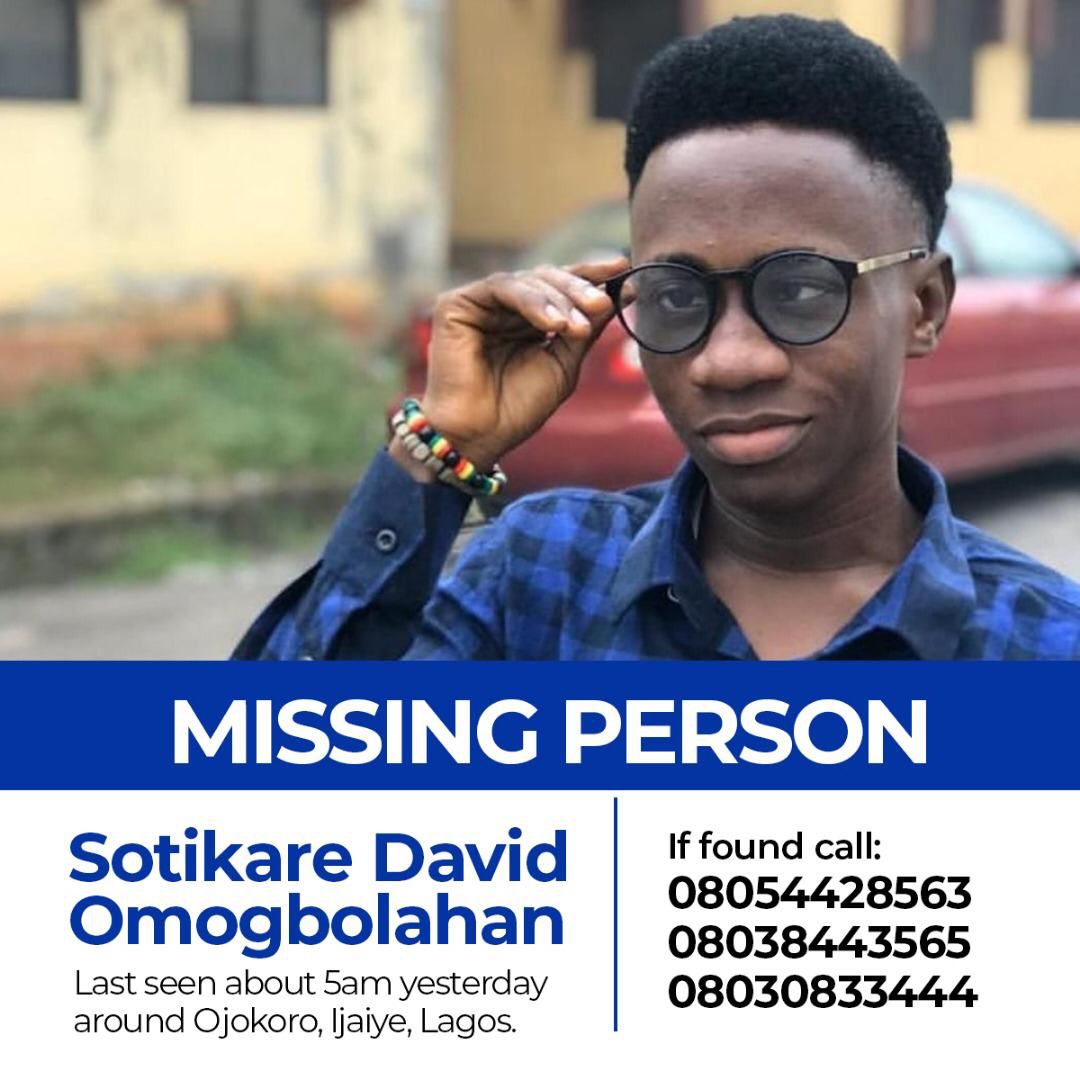 mysticability's tweet photo. Omogbolahan got missing on his way to work, Lagos is not safe again we all need 2 b careful plz 🙏  RT till he is found. 
DSTV #NwanneConnect Ebun #HorribleBosses #toxicworkplace #BBUltimate https://t.co/Lj75xxJodc