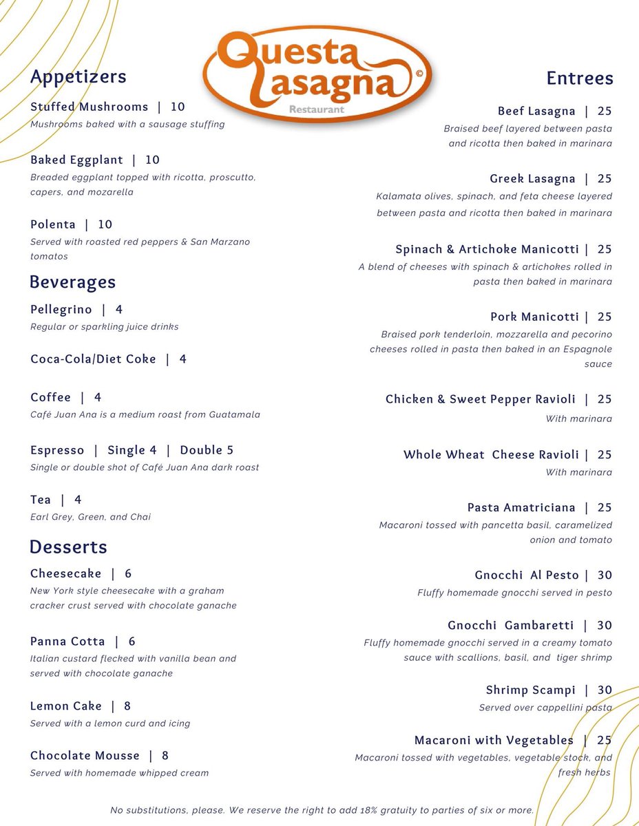 QuestaLasagna's tweet photo. Here’s our current menu! https://t.co/Z53TdBxbKd