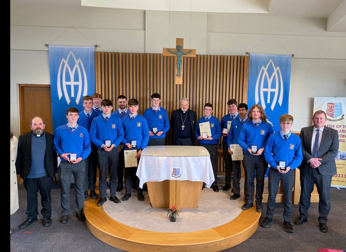 msdmccann's tweet photo. Congratulations to our @JP2Award recipients who were celebrated at our award ceremony today in our College Chapel @cicsummerhill and joined by our College Patron @KevinElphin. A wonderful celebration of a tenacious and committed group of young men. Well done boys 👏 https://t.co/5IgMtbeDEU