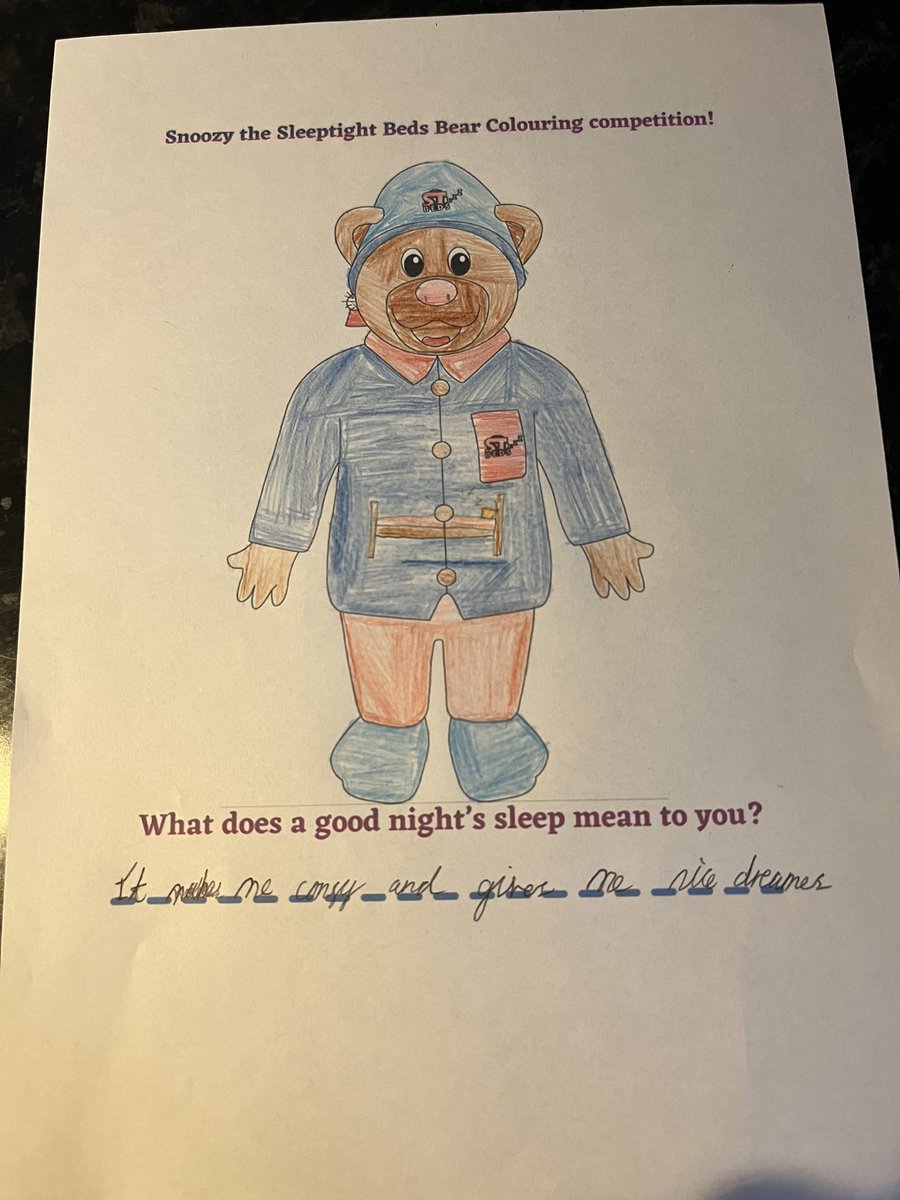 .<a href="/Sleeptight_Beds/">Sleeptight Beds</a> this is Alex’s entry, he said a good “a good night’s sleep makes him comfy and gives him nice dreams” 😴 #SnoozyColouringCompetition #haltonhour #sleep #snoozy #competition