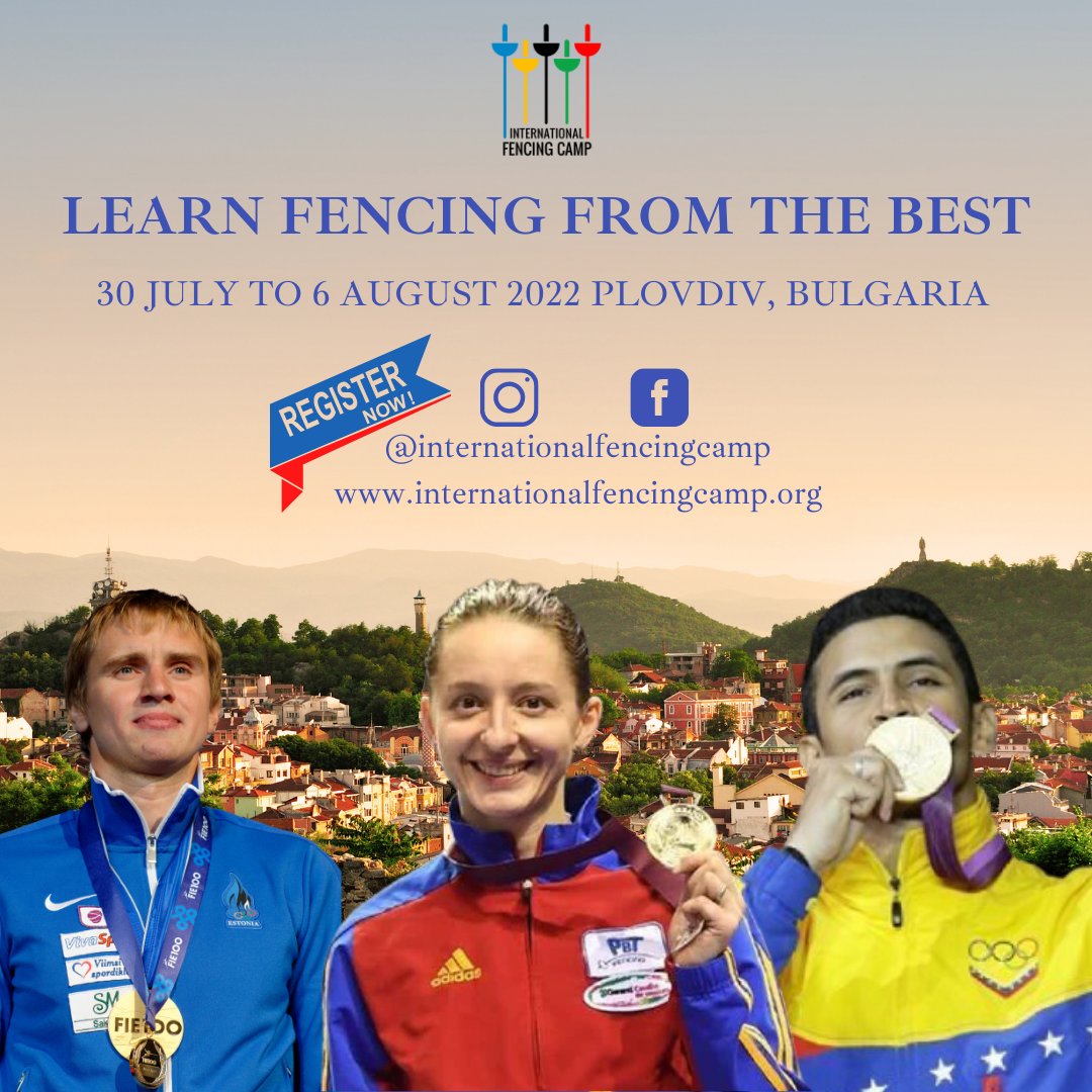 FencingCamp's tweet photo. International Fencing Camp 
30 July to 6 August 2022 Plovdiv,  Bulgaria
Booking link here:
https://t.co/Cr4tKlVUKP
@rubenoszki
@MKFA_fencing
@FIE_fencing
@britishfencing
@USAFencing
@SwissFencing
@ScottishFencing
#fencing #escrime #fencinglife #internationalfencingcamp https://t.co/qhq36G6unZ