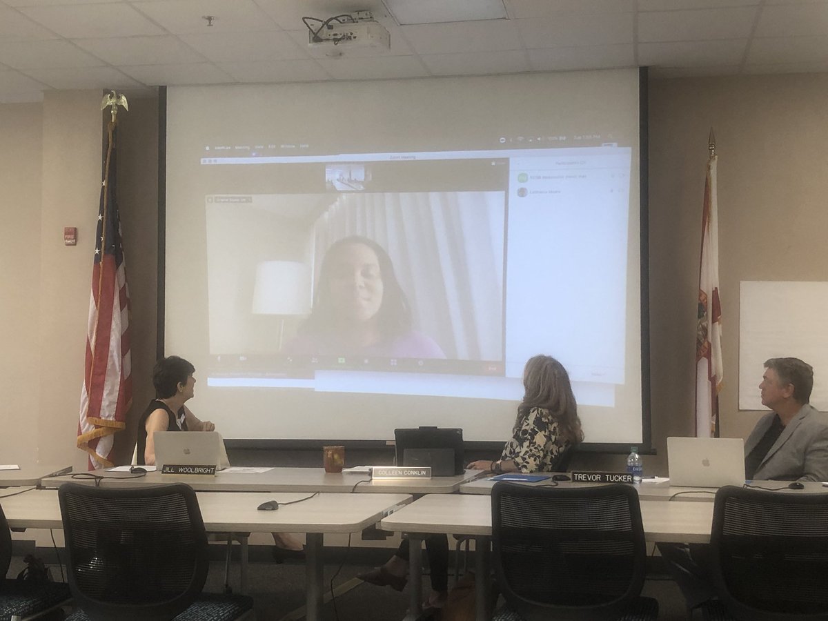 Lashakia Moore, <a href="/FlaglerSchools/">FlaglerSchools</a> Director of Teaching and Learning, speaks remotely during today’s school board meeting. Ms. Moore is chaperoning our Flagler FPS students at the <a href="/Florida_FPS/">Florida FPS</a> state competition in Orlando. Thank you for pulling double duty and supporting FPS!