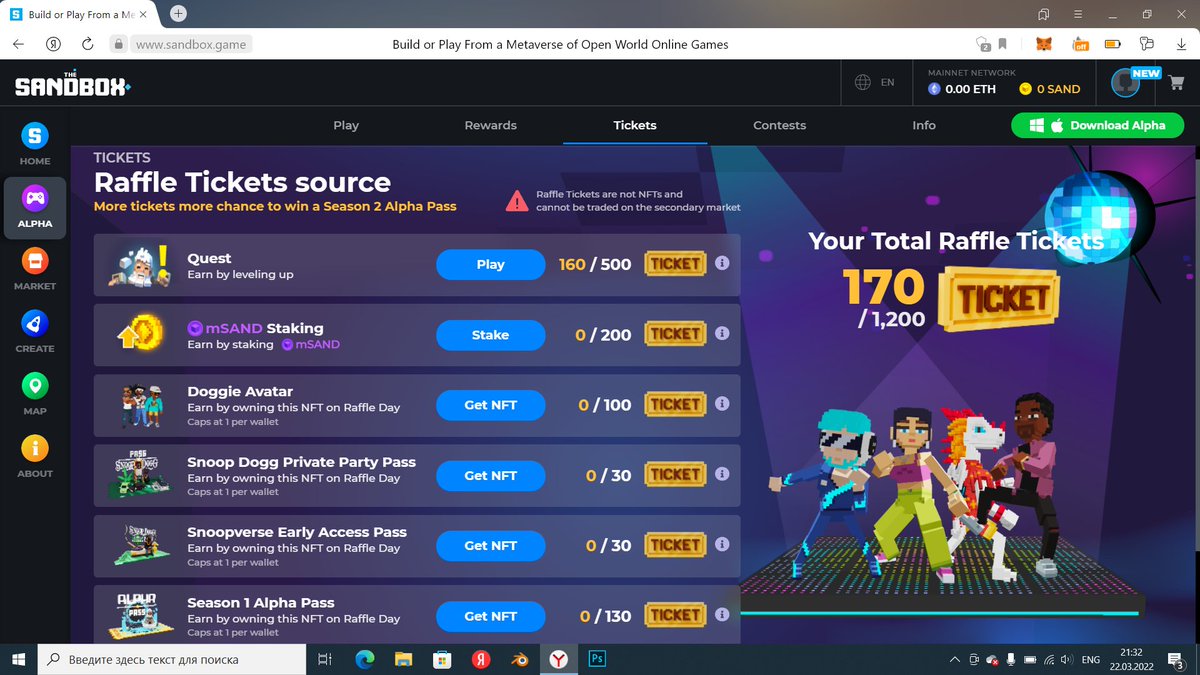 crazymonsterdg's tweet photo. @TheSandboxGame I just participated in the daily #SandboxAlphaS2Contest for a chance to earn up to 1,000 $SAND! Starting March 22 - Ticket Day. Check out my screenshot below!
👇 #SandboxAlphaS2 https://t.co/zvO18RyxSq