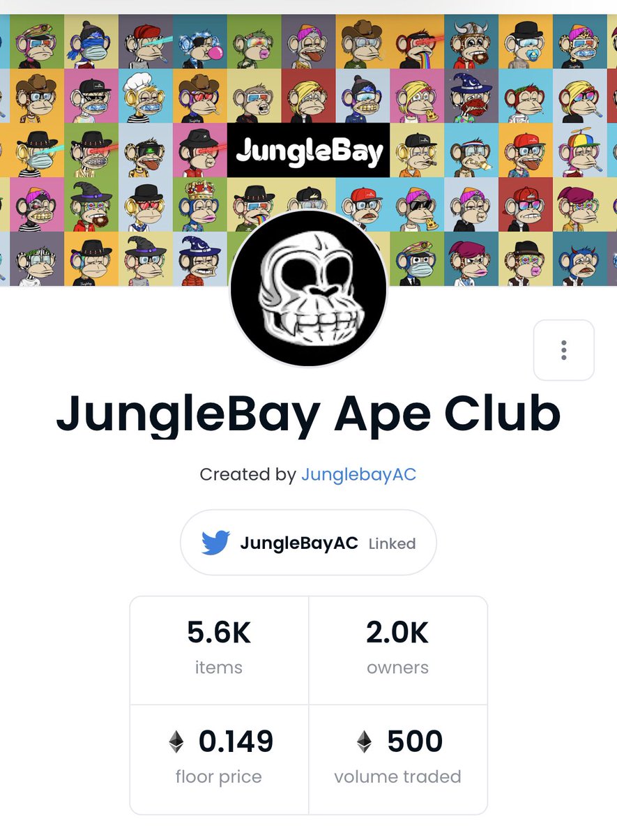 💠 <a href="/JungleBayAC/">Jungle Bay Artists Collective</a> HIT 500 ETH 💠 

🚨 HUGE MILESTONE FOR US!! 🚨

This is the work of a strong community! Congratulations to all of you 🔥🔥 We only go up from here 💠💠 

#JungleBayApeClub #NFTs #Nftcommunity #opensea
