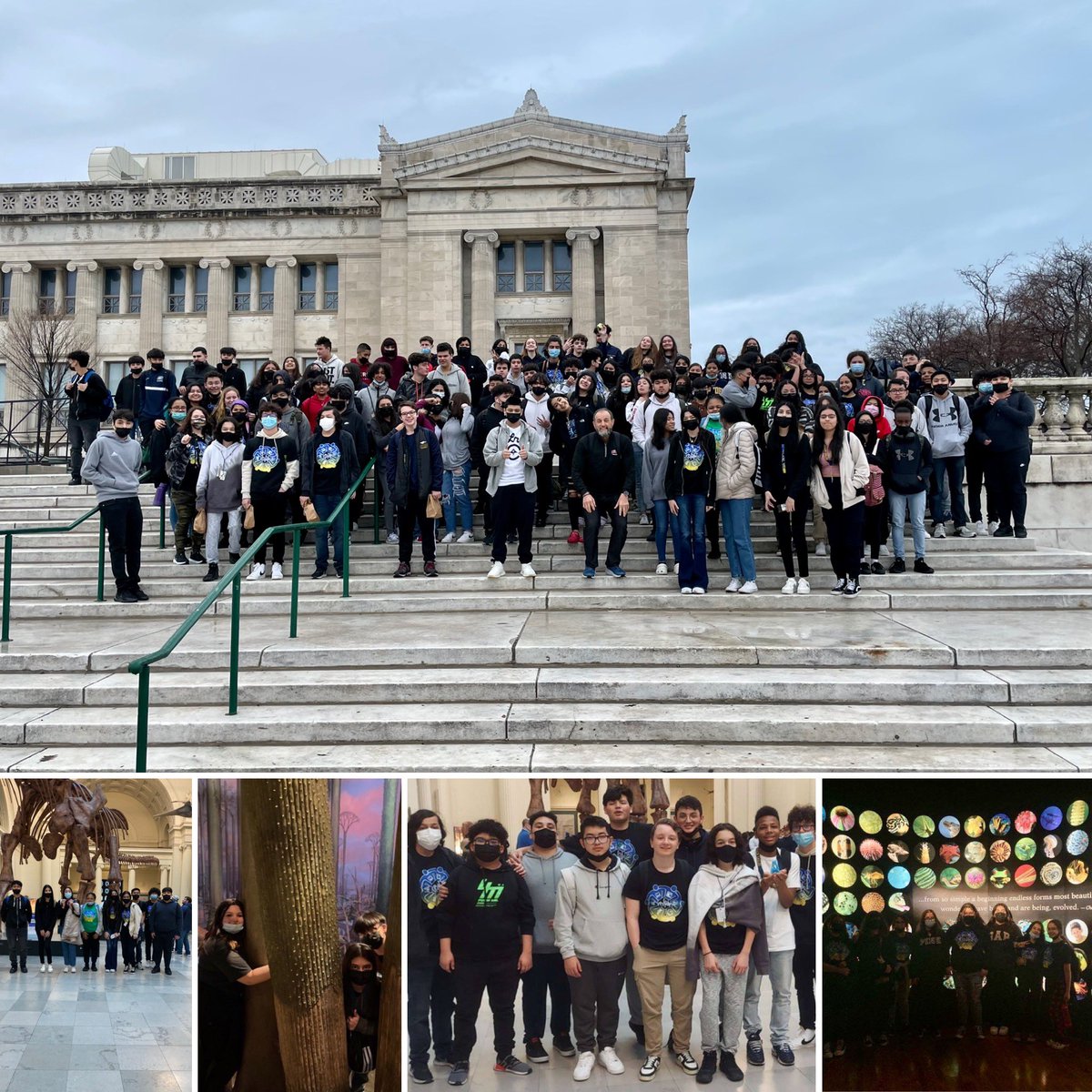 JLitzhoff's tweet photo. The @FieldMuseum never disappoints! We took a tour of the “Evolving Planet” exhibit, and competed in a scavenger hunt using @GooseChase. Especially fun experiencing this with so many first time visitors 😃 #leydenpride #leydencolab @leydenpride212 @jfezzuoglio https://t.co/pqhnOLvhyi