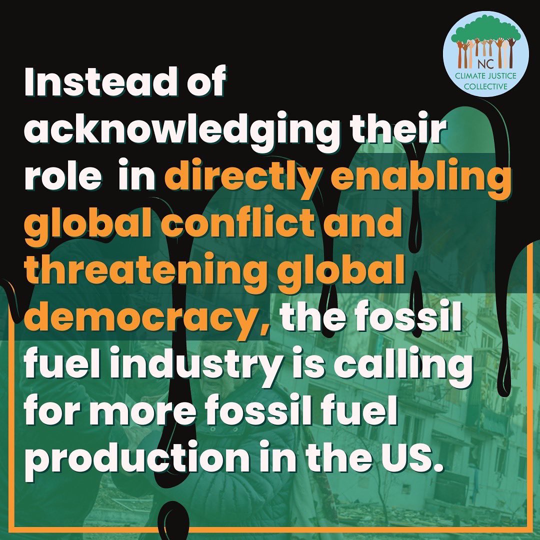 NCClim8Justice's tweet photo. The Oil and Gas Industries are jacking up the prices and inciting fear of fuel shortages to cement their position with governments in ways that will have even more disastrous impacts on the climate crisis. https://t.co/gy8Mck0tuP