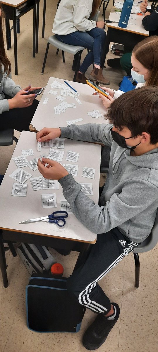 MrSimpsonMath's tweet photo. Grade 9 worked together to match 18 graphs, 18 equations and 18 table of values. Lots of great discussions and strategies for how complete the task. https://t.co/wC6eJlgnlv