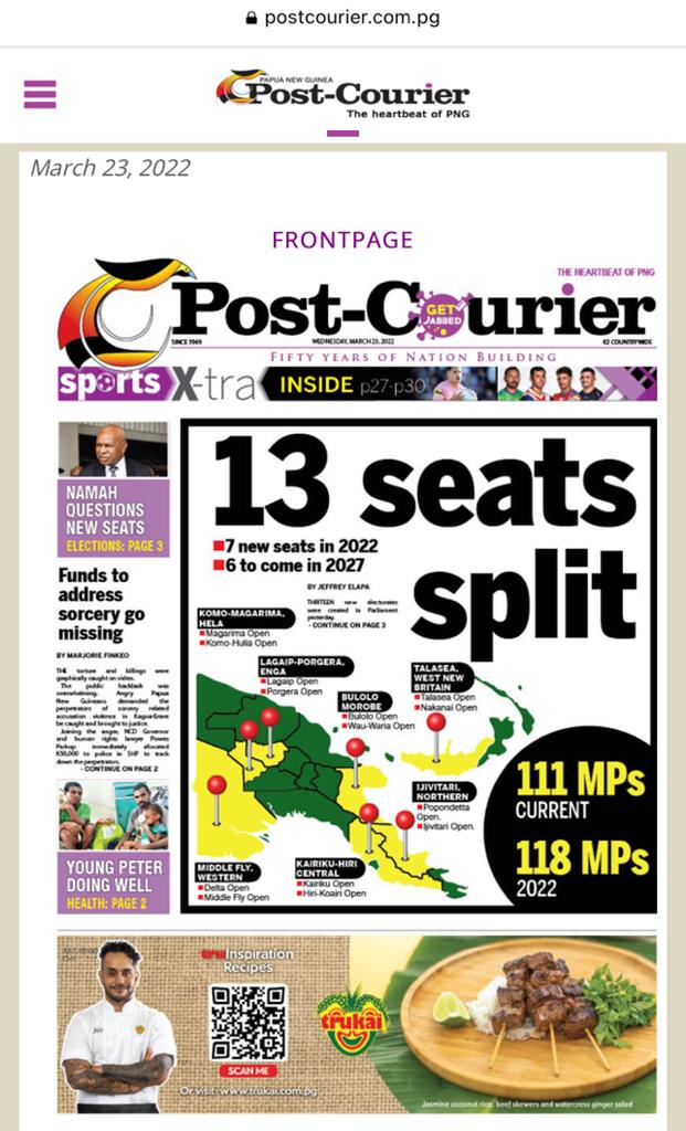 quintonalomp's tweet photo. PNG Parliament passed laws to create additional 7 electorate with about 10 weeks left before National election. Why this rush? No clear electoral boundaries and awareness, no common roll update, no administrative setup. It smells from the start! https://t.co/dYO58z7tfC