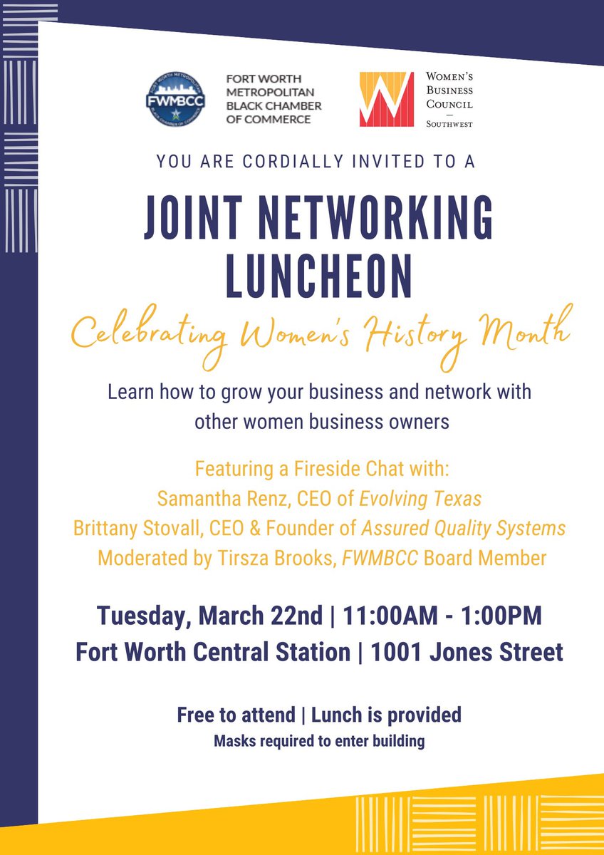 This is sure to be a great networking opportunity luncheon for those in thr DFW area - Join us !