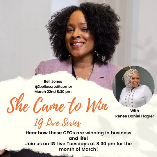 bellascreditco1's tweet photo. Join us tonight on IG Live at 8:30pm EST. I will be going live with @ReneeFlagler. We are going to discuss how we as female CEO's are winning in business and in life. 
#womenwithgoals https://t.co/bCN48ymgdg