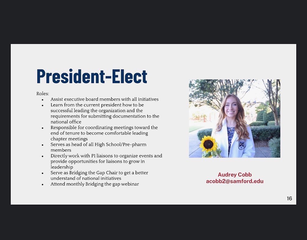 Samford_SNPhA's tweet photo. Meet our President-Elect, Audrey! Swipe left to see her roles and why she chose her position. If you are interested in being the President-Elect of SNPhA, the link is our bio to apply! Applications close on Monday March 28th at 11:59pm!! https://t.co/qWDuLnLRft