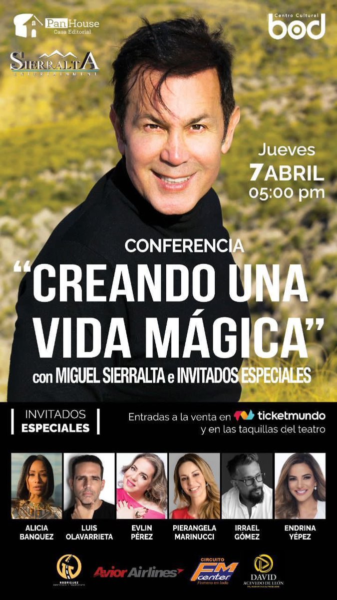 Pendientes de ⁦<a href="/MiguelSierralta/">Miguel Sierralta</a>⁩ y sus invitados especiales <a href="/irael/">irael</a> ⁦<a href="/LuisOlavarrieta/">Luis Olavarrieta</a>⁩ ⁦<a href="/ENDRINAYEPEZVV/">Endrina Yepez</a>⁩ ⁦<a href="/banquezalicia/">Alicia Banquez</a>⁩ en el ⁦@CCulturalBOD⁩ #conferencia