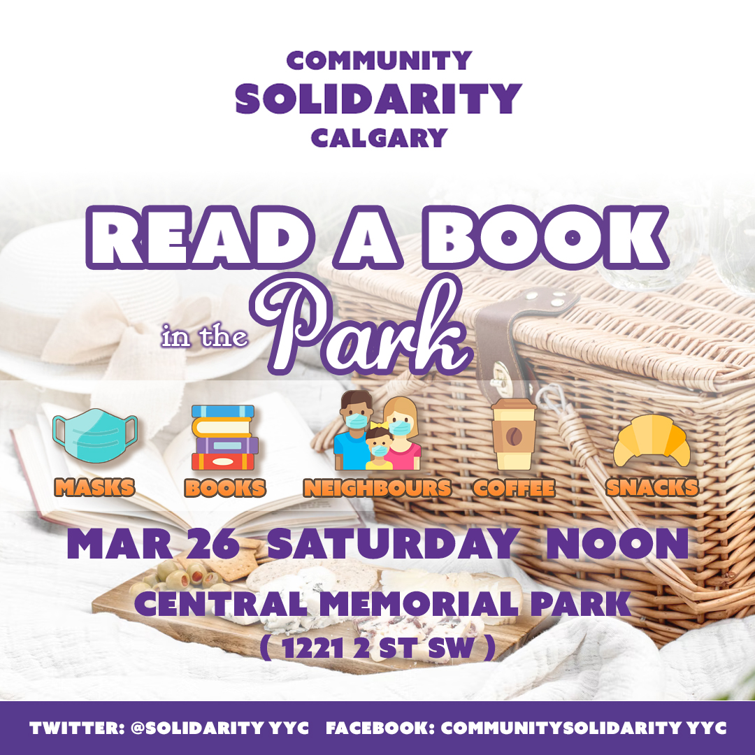 Read a book.

Join us this Saturday, March 26th at noon.

Central Memorial Park.

#yyc
