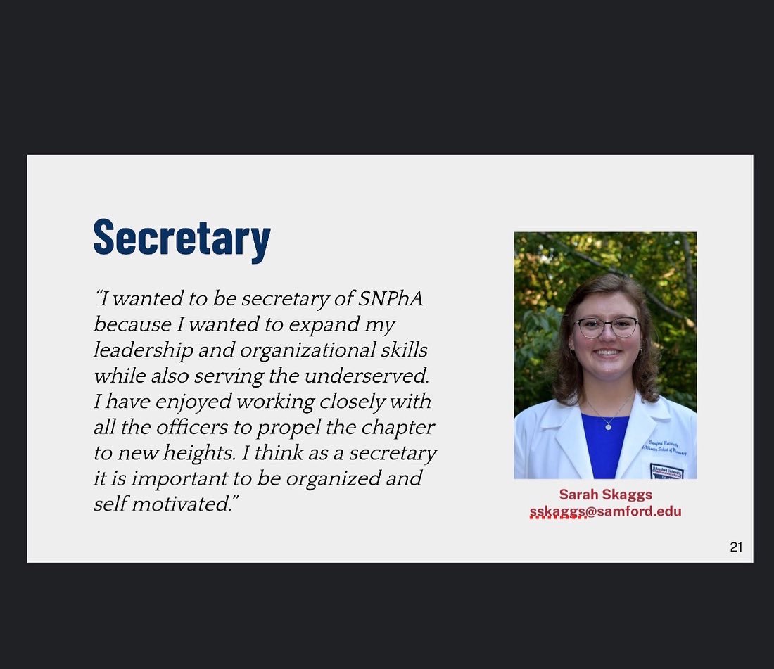 Samford_SNPhA's tweet photo. Meet our Secretary, Sarah! Swipe left to see her roles and why she chose her position. If you are interested in being the Secretary of SNPhA, the link is our bio to apply! Applications close on Monday March 28th at 11:59pm!! https://t.co/3YNffXivCf