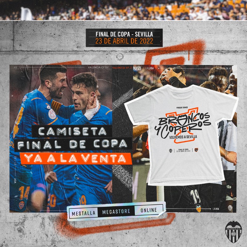 dolor Barbero Generacion Valencia CF on Twitter: "Equípate para la final de la Copa del Rey con la  camiseta del 'Bronco y Copero' 🏆🦇 Ya disponible en tiendas oficiales VCF  👇" / Twitter